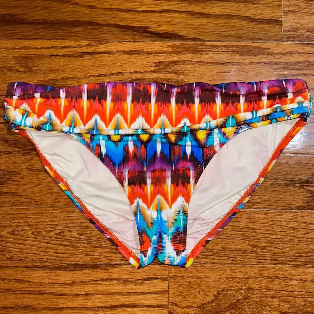 La Blanca Serengeti Ikat Banded Hipster Bikini Bottom Size 8